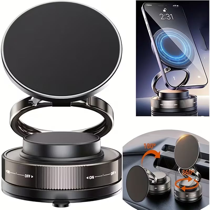 “Magnetic Phone Holder with Vacuum Grip Full 360° Control.”